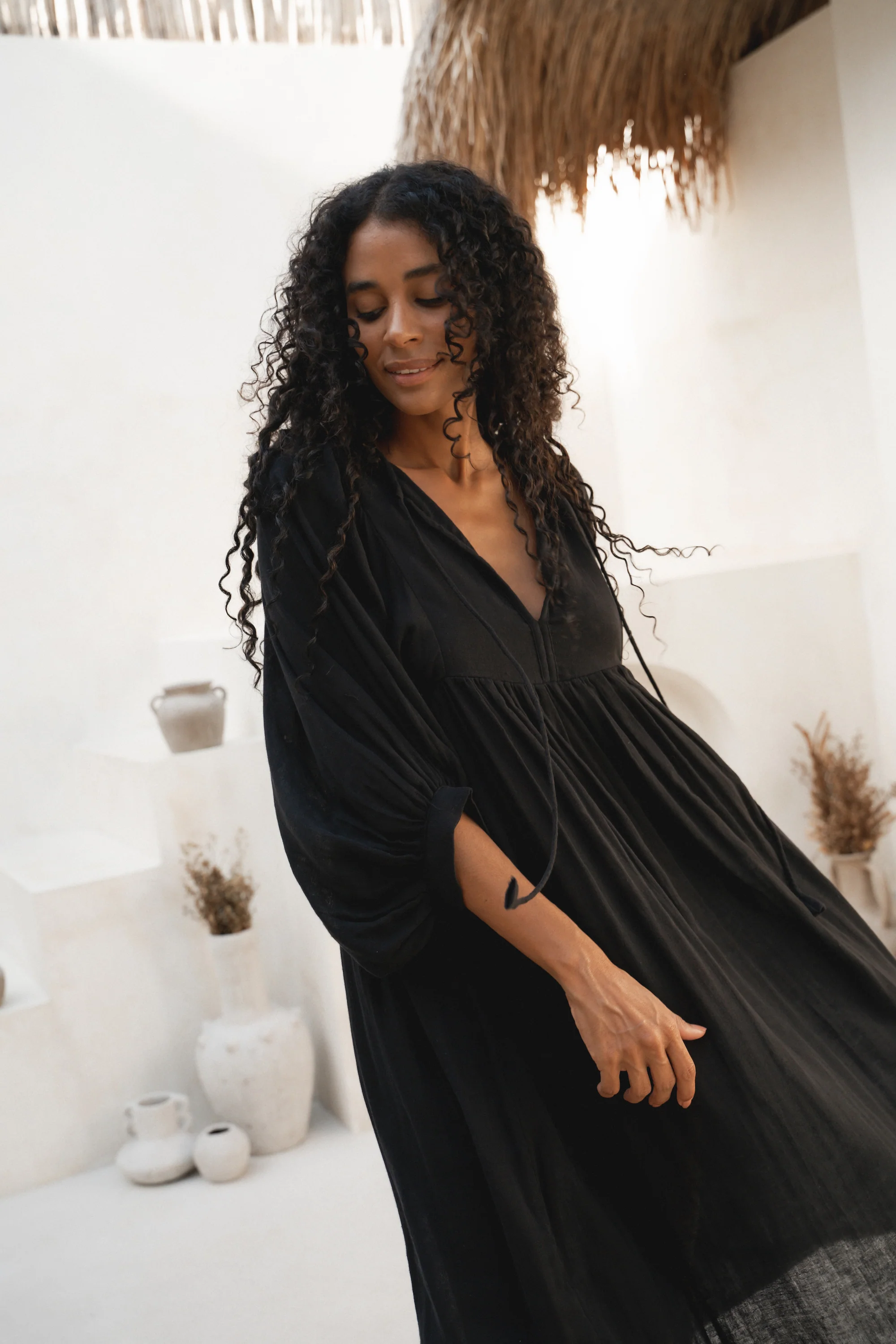 Kyra Midi Dress ~ Black Gauze - Image 4
