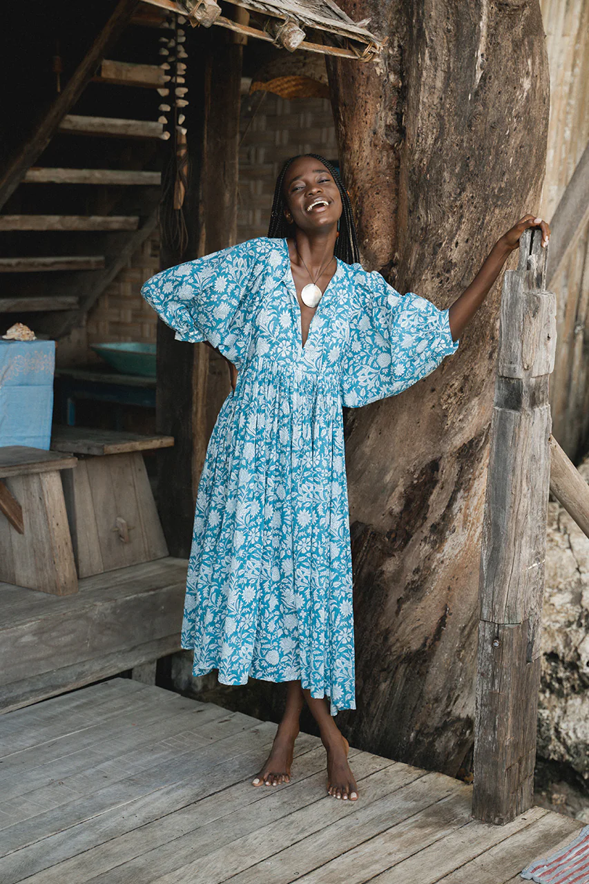 Kyra Midi Dress ~ Ocean Blue - Image 4