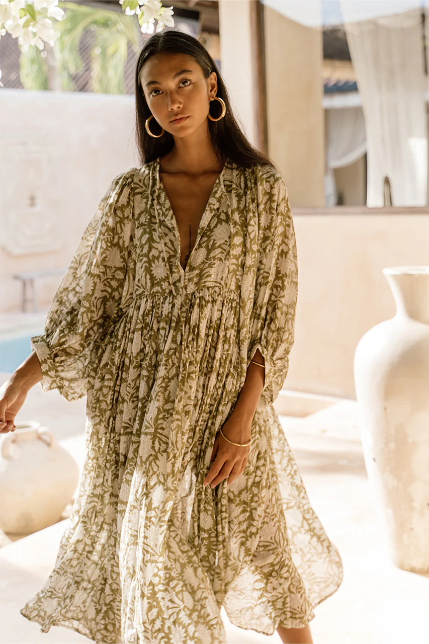 Kyra Midi Dress ~ Olive - Image 3